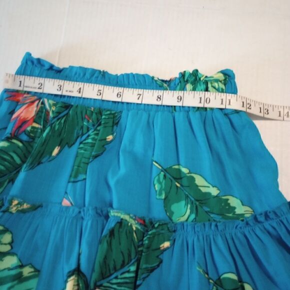 Tropical print ruffle trimmed tiered mini skirt - Picture 7 of 7